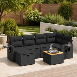 Stylish 7-Piece Black Outdoor Sofa Set for Your Patio