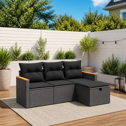 Transform Your Patio with a 4-Piece Black Sofa Set