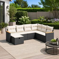 Elegant 7 Piece Outdoor Sofa Set for Dining and Lounging
