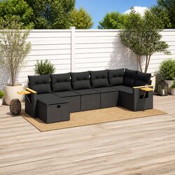 Stylish Black 7-Piece Outdoor Sofa Set for Your Patio