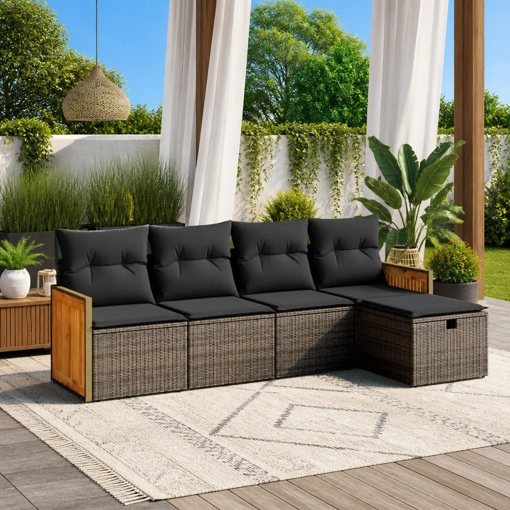 Garden Sofa Set 5 Piece Outdoor Furniture Patio Lounge with Cushions Grey