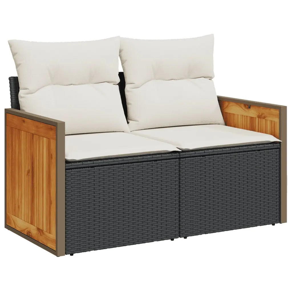 7 Piece Garden Sofa Set with Cushions Black Outdoor Furniture Patio Seating