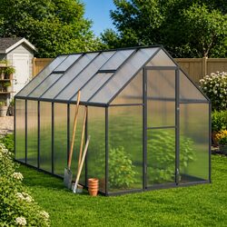 Greenhouse Walk-In Garden Frame Backyard Aluminium Polycarbonate 334x169x195cm