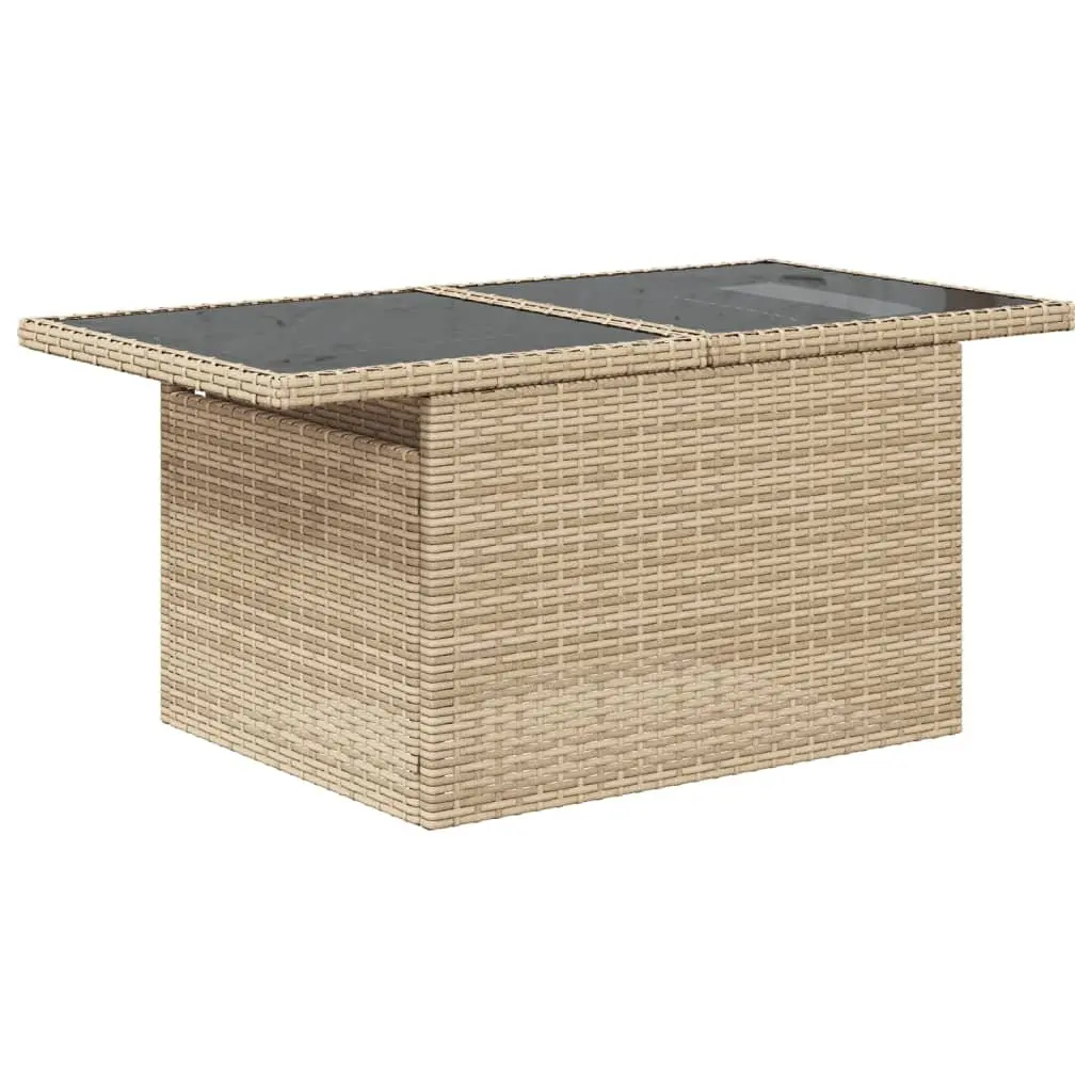 Outdoor Furniture Set 5 Piece Beige Poly Rattan with Cushions Adjustable Table