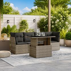 Transform Your Patio with This 5 Piece Sofa Set in Grey
