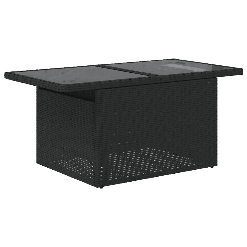 Garden Sofa Set 6 Piece Outdoor Furniture Black Poly Rattan Patio Cushions
