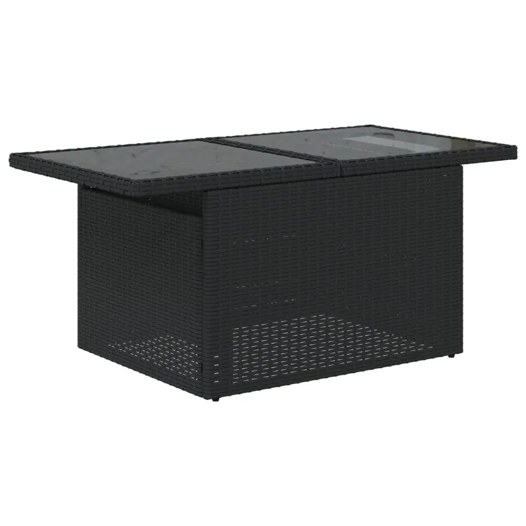 Garden Sofa Set 5 Piece Black Poly Rattan Outdoor Furniture with Adjustable Table and Thick Cushions
