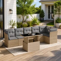 Enhance Your Outdoors with Our Beige Garden Sofa Set