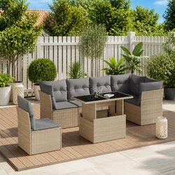 7 Piece Outdoor Sofa Set in Beige for Your Patio