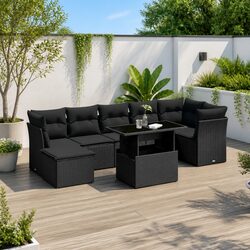 Stylish 8-Piece Black Outdoor Sofa Set for Relaxation