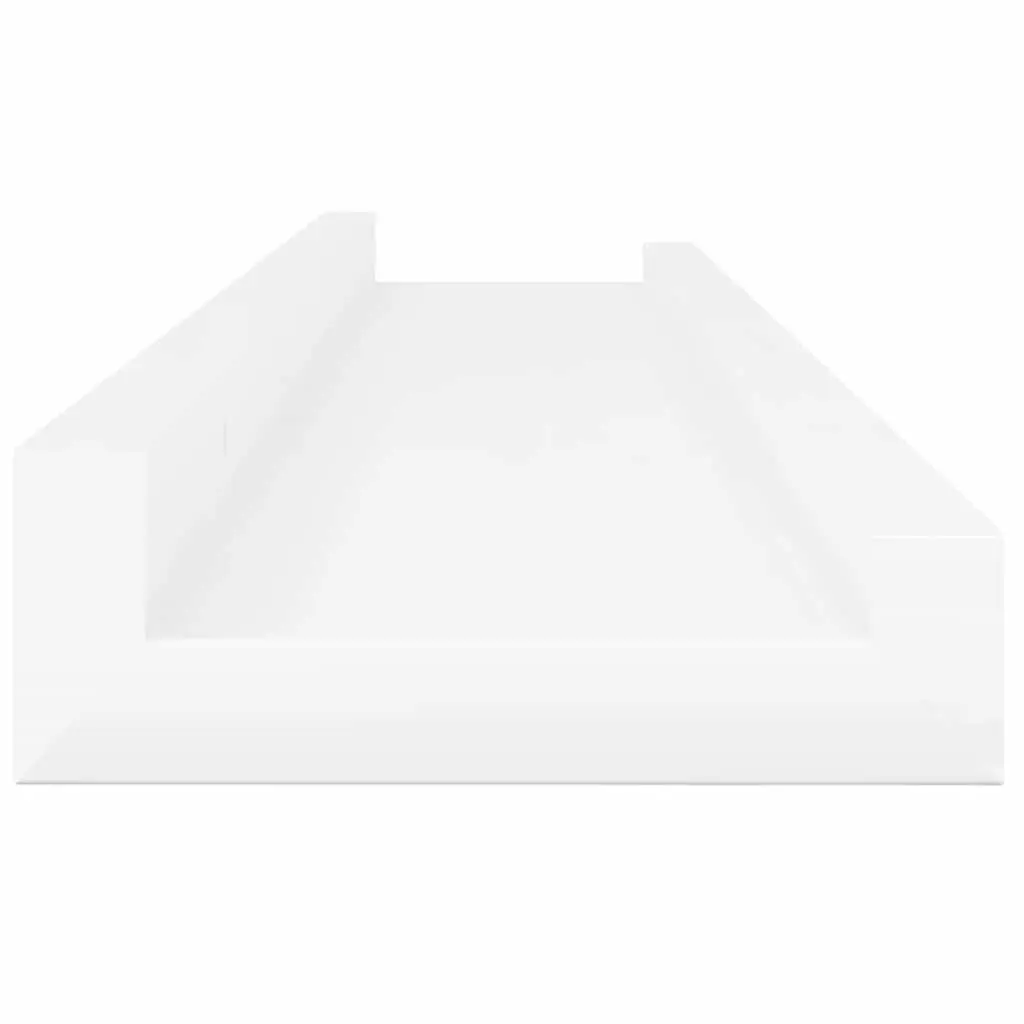 Wall Shelves 60x9x3 cm High Gloss White Floating Storage Display 2 Piece Set