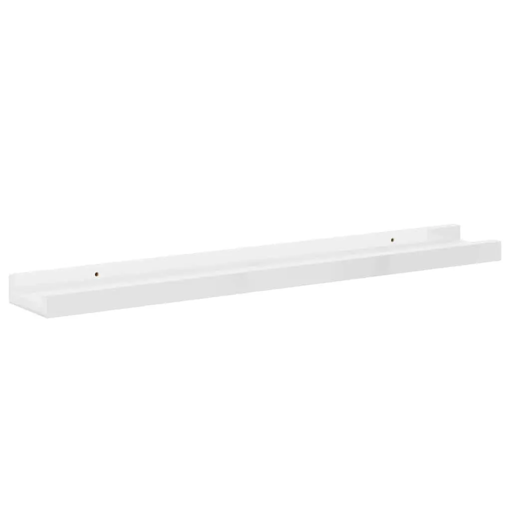 Wall Shelves 60x9x3 cm High Gloss White Floating Storage Display 2 Piece Set