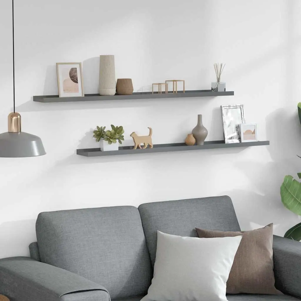 Wall Shelves 100x9x3 cm Grey Floating Storage Display Unit 2 pcs