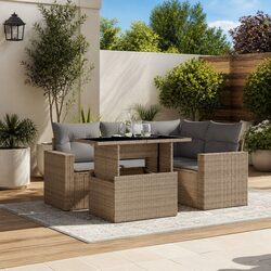 Beige Modular Outdoor Sofa Set for Relaxation
