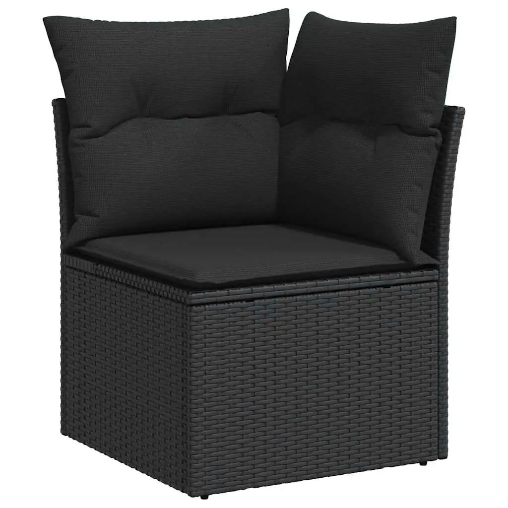 Garden Sofa Set 6 Piece Outdoor Furniture Black Poly Rattan Modular Patio Lounge