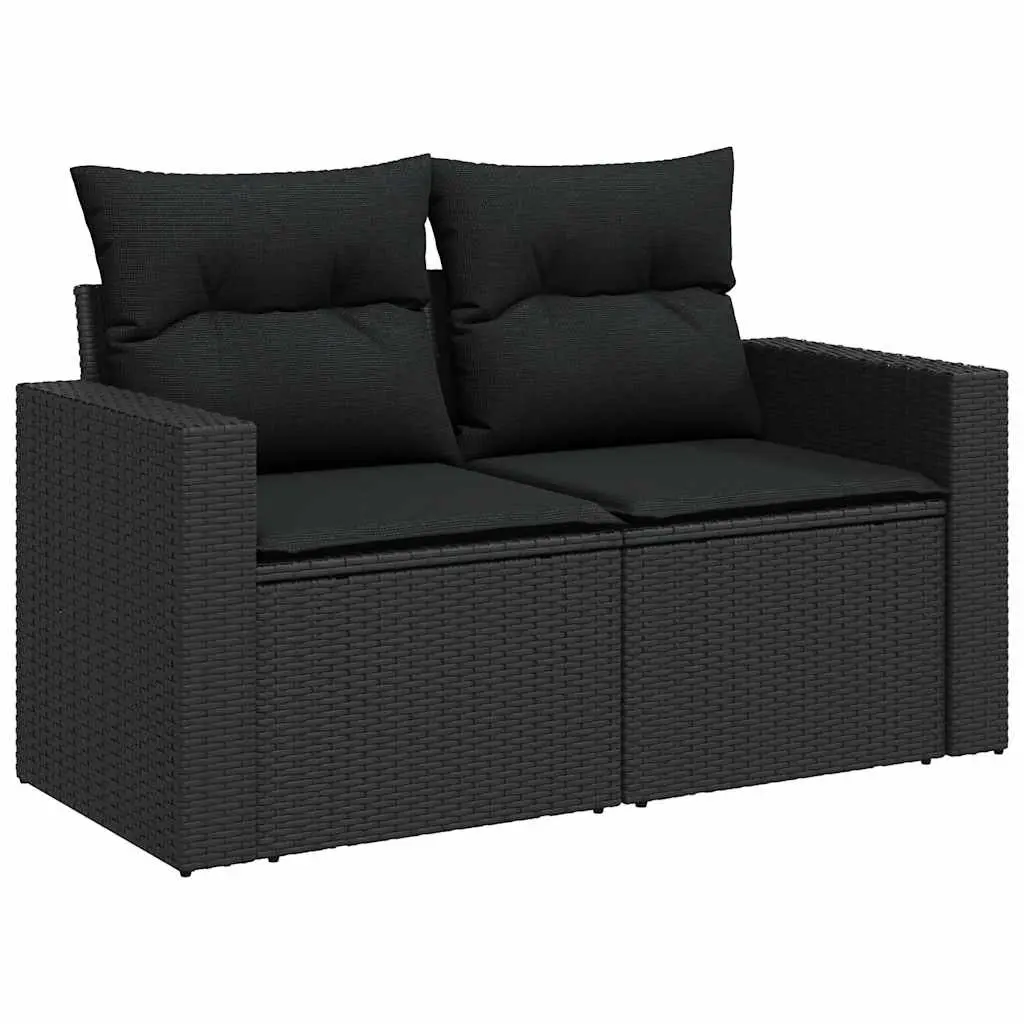 Garden Sofa Set 8 Piece Outdoor Furniture Patio Lounging Black Poly Rattan