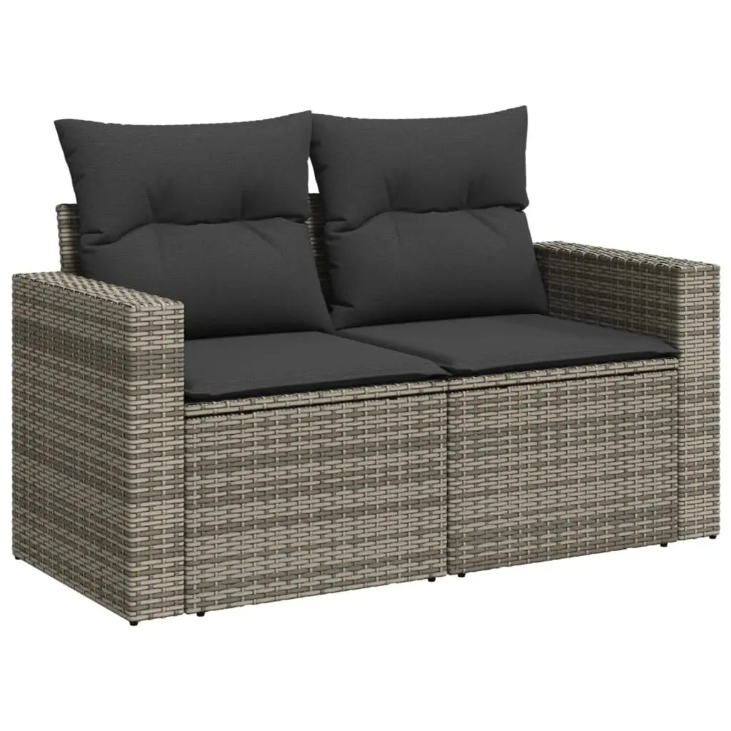 Garden Sofa Set 8 Piece Grey Poly Rattan Outdoor Furniture with Cushions