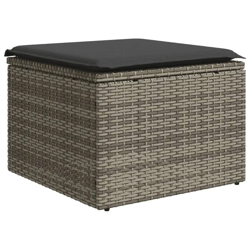Garden Sofa Set 8 Piece Grey Poly Rattan Outdoor Furniture with Cushions