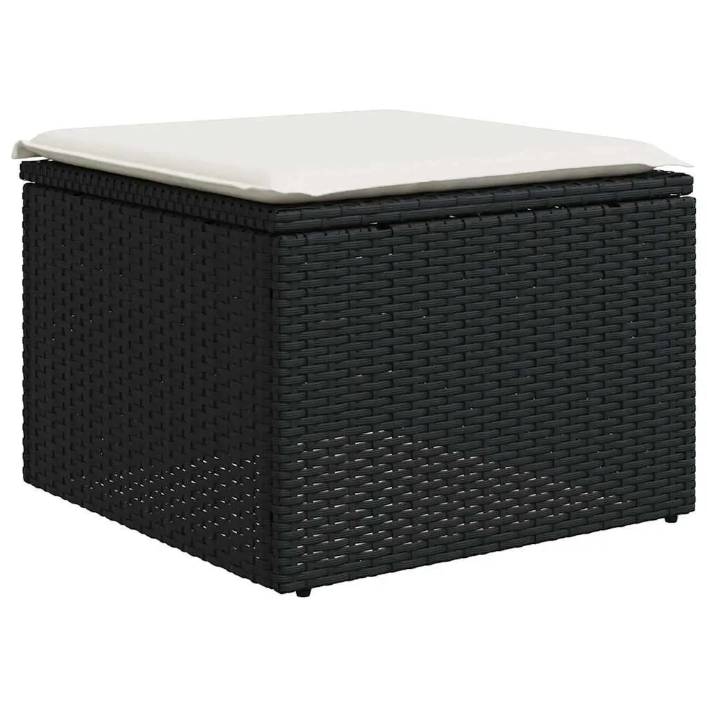 Garden Sofa Set 8 Piece Modular Outdoor Furniture Black PE Rattan with Adjustable Tabletop and Thickly Padded Cushions