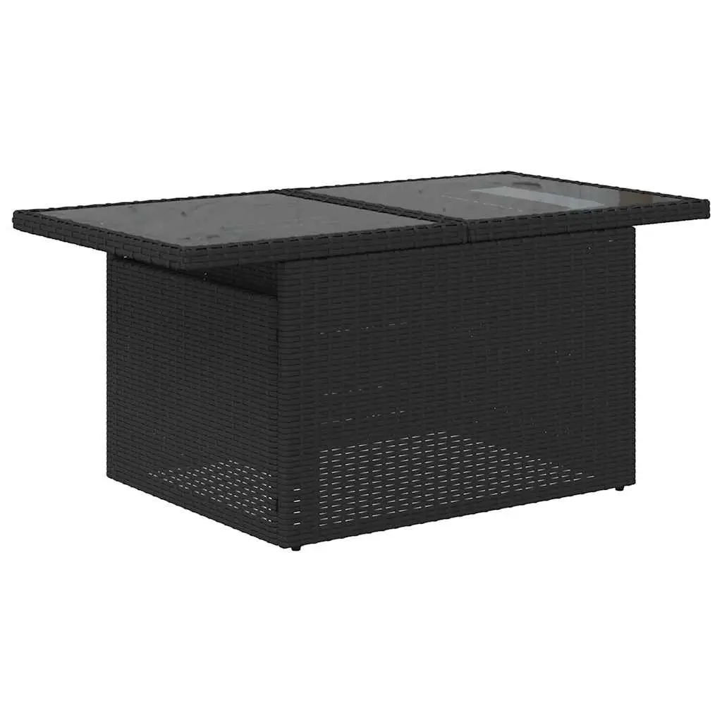 10 Piece Garden Sofa Set Modular Outdoor Furniture Black PE Rattan with Cushions