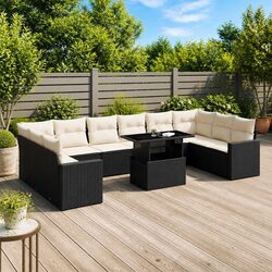 11 Piece Garden Sofa Set Black PE Rattan Outdoor Furniture Patio Lounge with
