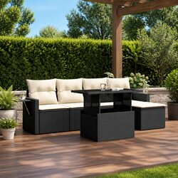 6-Piece Outdoor Sofa Set in Black for Your Backyard