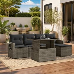 Outdoor 6 Piece Garden Sofa Set in Grey for Comfort