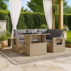 5 Piece Outdoor Sofa Set in Beige for Your Garden