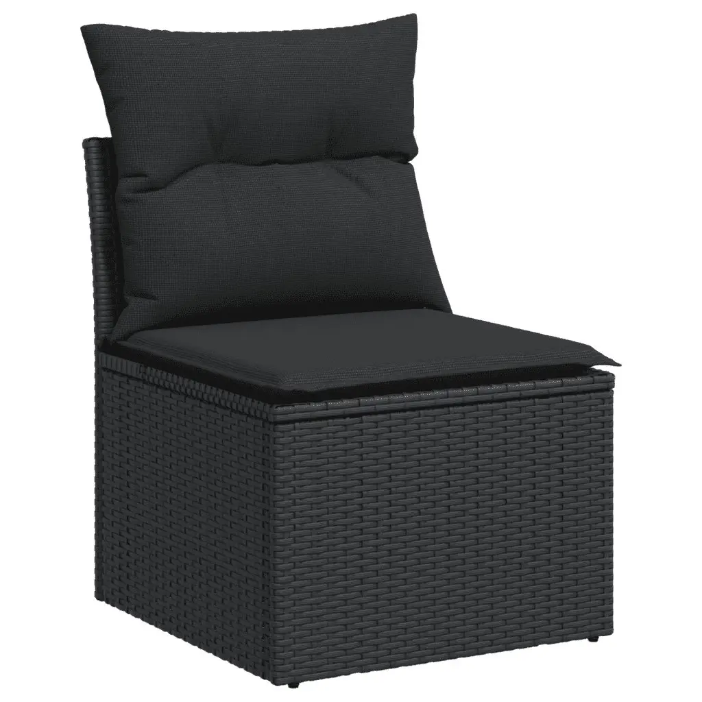 Garden Sofa Set 6 Piece Outdoor Furniture Black PE Rattan with Cushions Patio