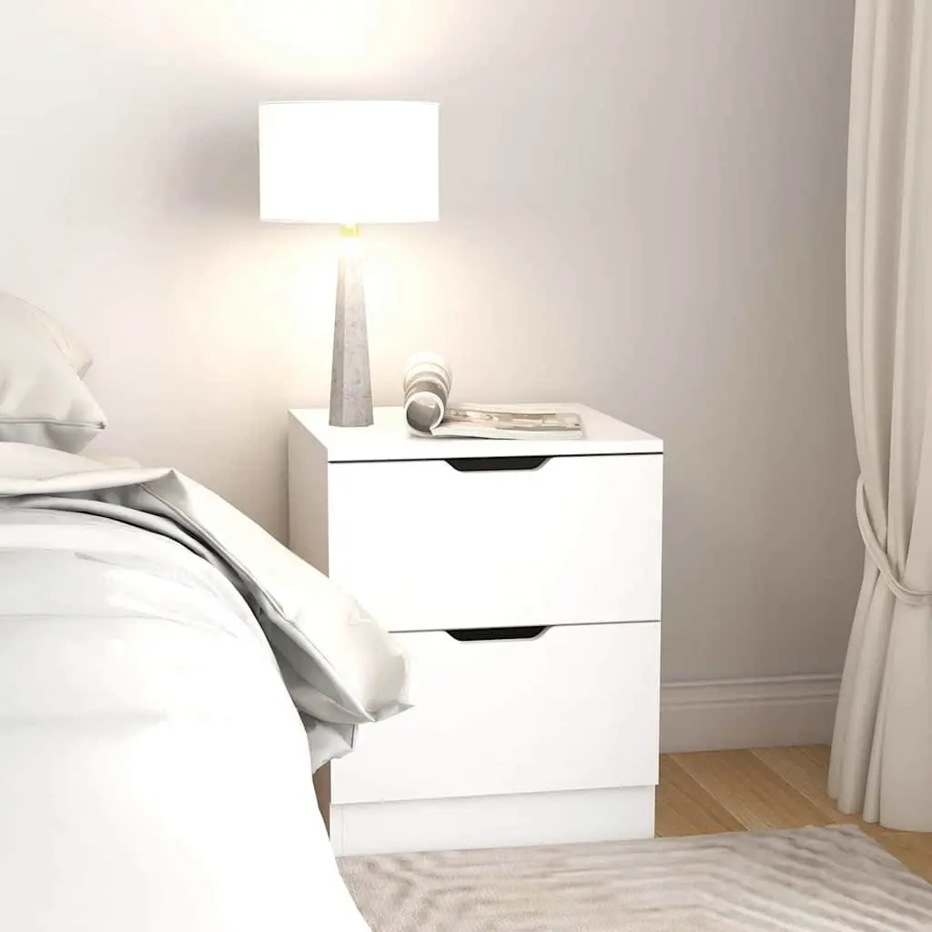 Bedside Table White 40x40x50cm Modern Storage Cabinet 2pcs