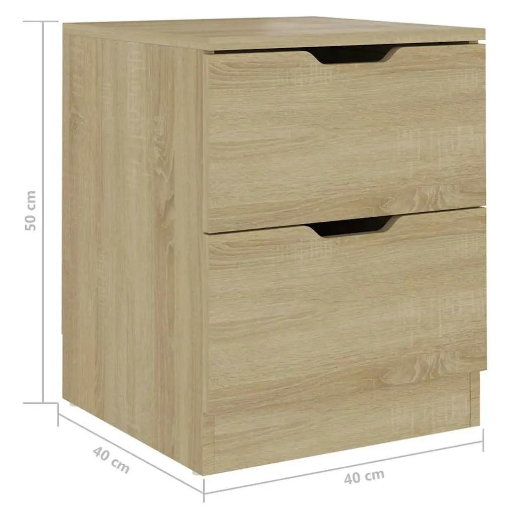 Bedside Cabinet 40x40x50 cm Brown Engineered Wood Storage Organiser