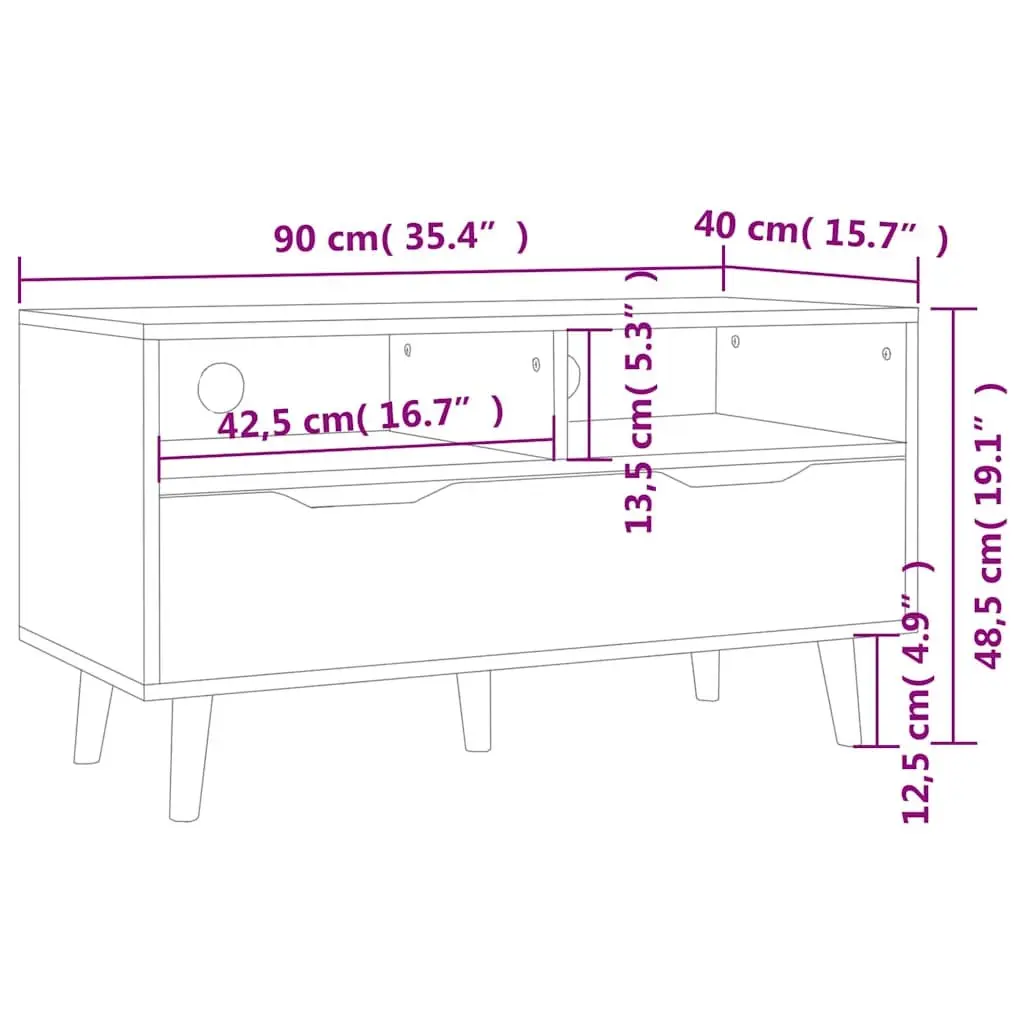 TV Cabinet White High Gloss Engineered Wood Storage Unit