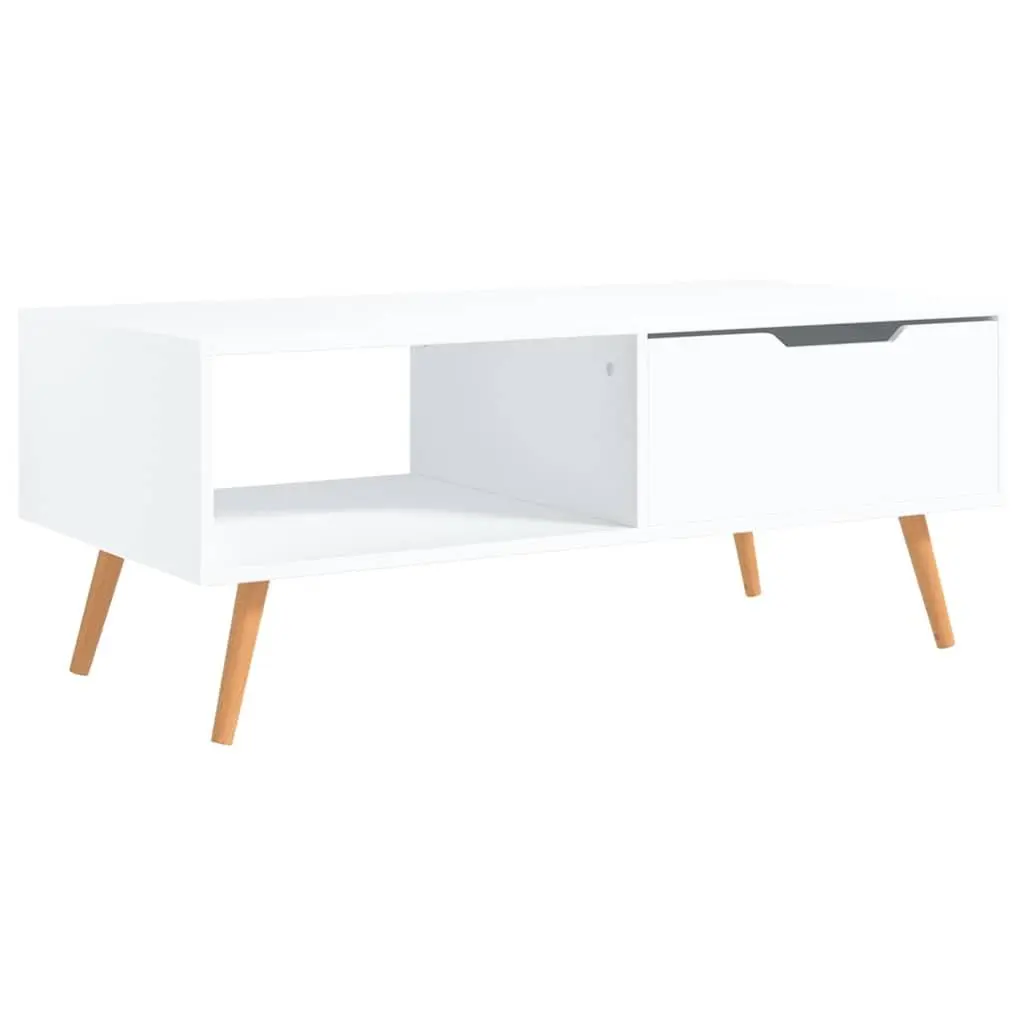 Coffee Table White Engineered Wood Ample Storage Space