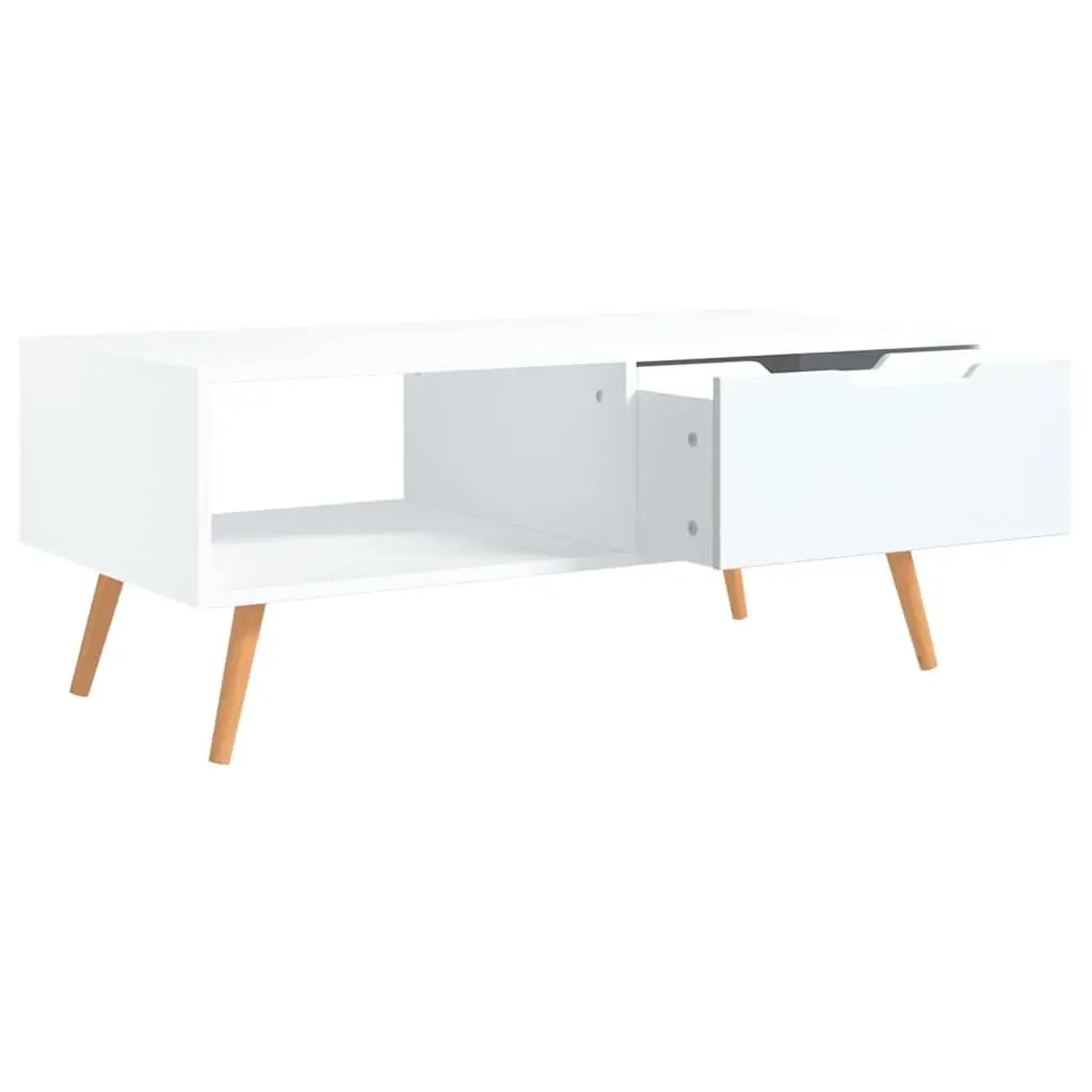 Coffee Table White Engineered Wood Ample Storage Space