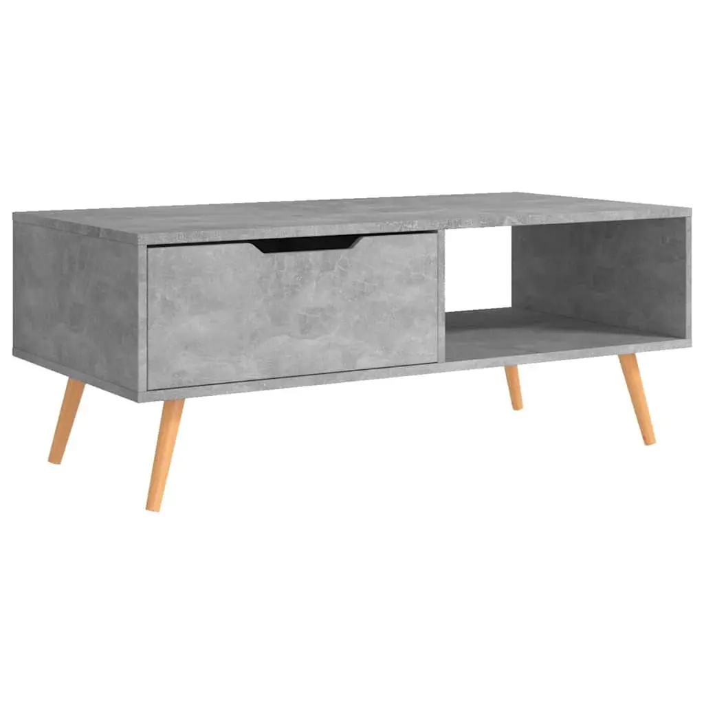 Coffee Table Grey Engineered Wood Spacious Top Durable Living Room Furniture