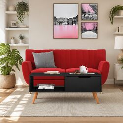Coffee Table High Gloss Black Living Room Accent Side Table Engineered Wood