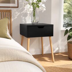 Bedside Cabinet Black 40x40x56 cm Modern Engineered Wood Side Table Bedroom