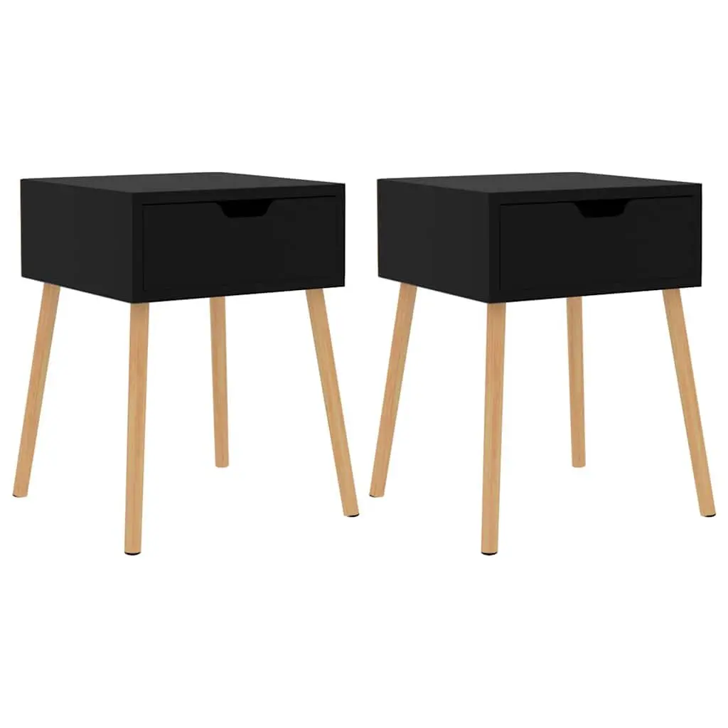Bedside Cabinets 2 pcs Black 40x40x56 cm Durable Engineered Wood Storage Side Table Nightstand