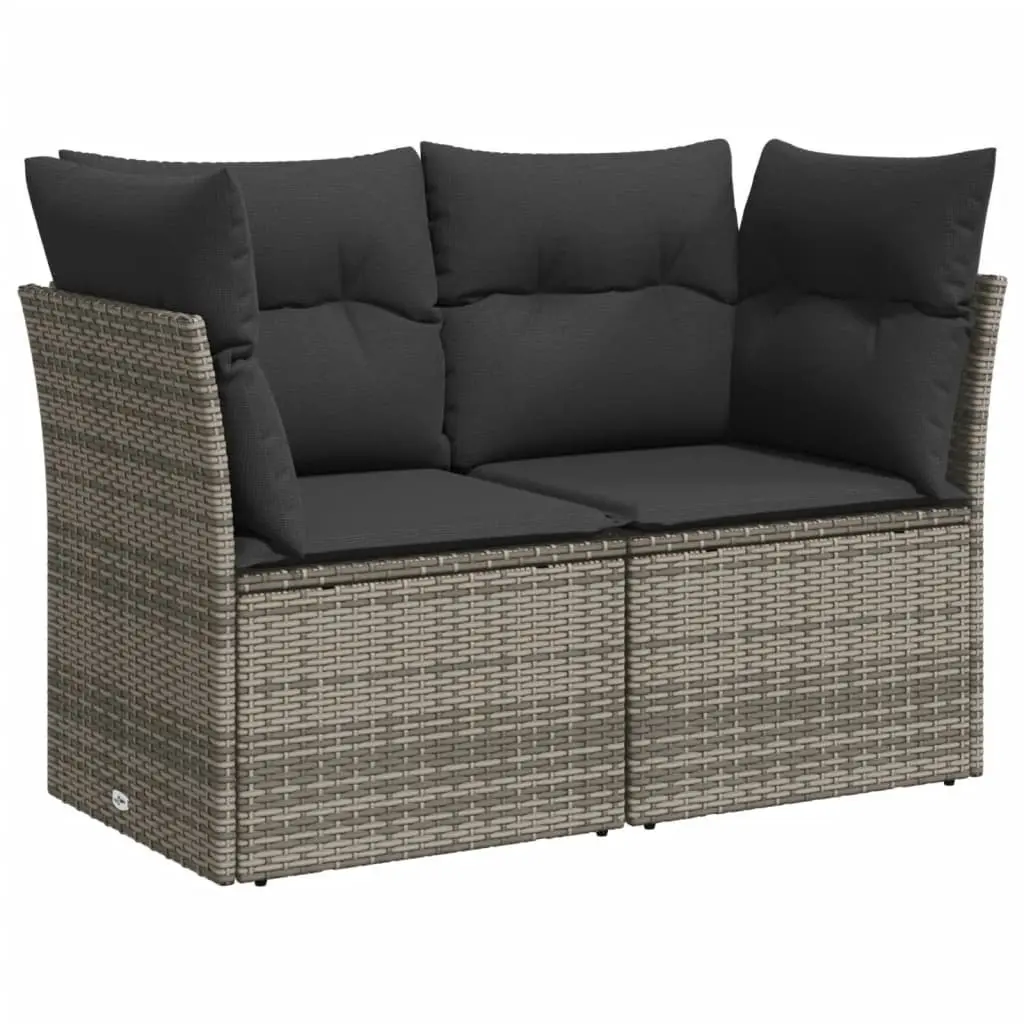 10 Piece Garden Sofa Set Grey Modular Outdoor Furniture with Adjustable Table and Foldable Side Tables