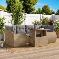 Beige Modular Garden Sofa Set for Outdoor Enjoyment