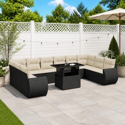 Outdoor Patio Sofa Set 11-Piece Modular Black Rattan