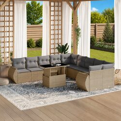 Outdoor 11 Piece Beige Sofa Set for Stylish Relaxation