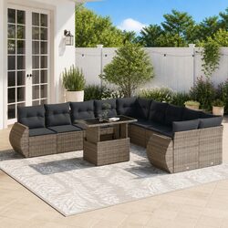 Modular Garden Sofa Set: 11 Pieces with Cushions in Grey