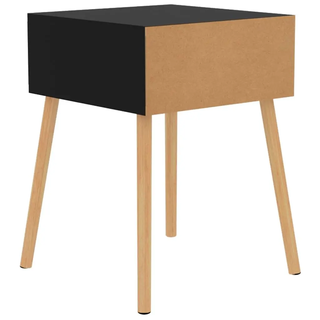 Side Table Storage Black High Gloss 2 Piece Bedside Cabinets