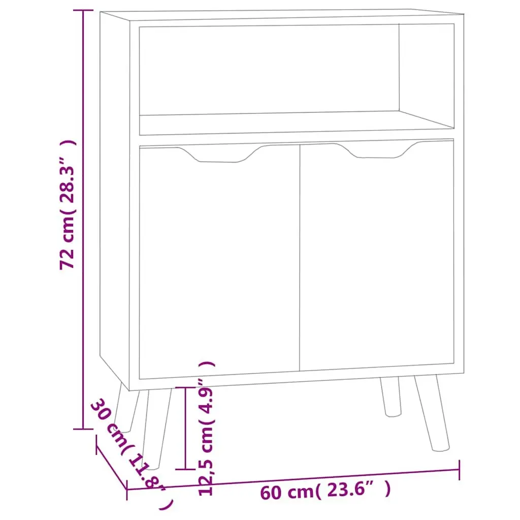 Sideboard Storage Cabinet Grey Engineered Wood Living Room Buffet