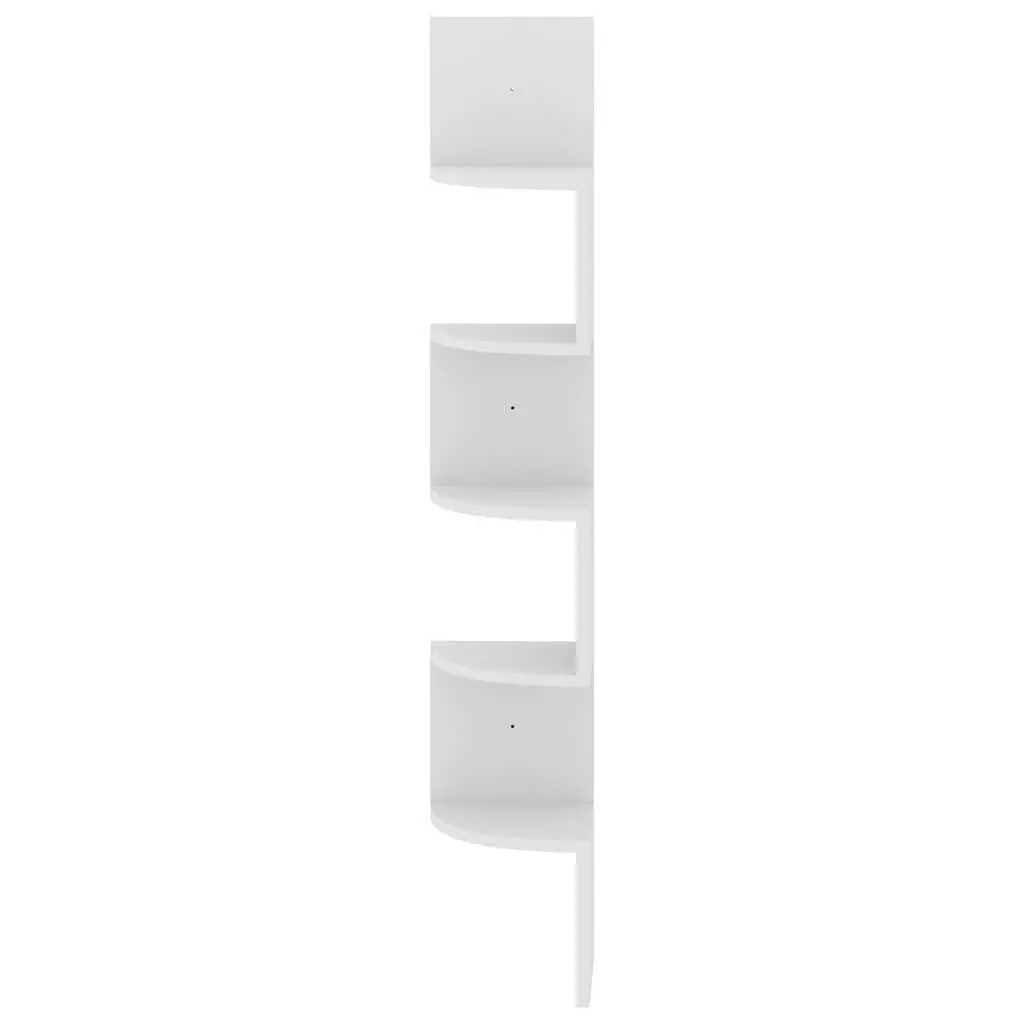 Wall Corner Shelf White 19x19x123cm Engineered Wood Display Storage Hanging
