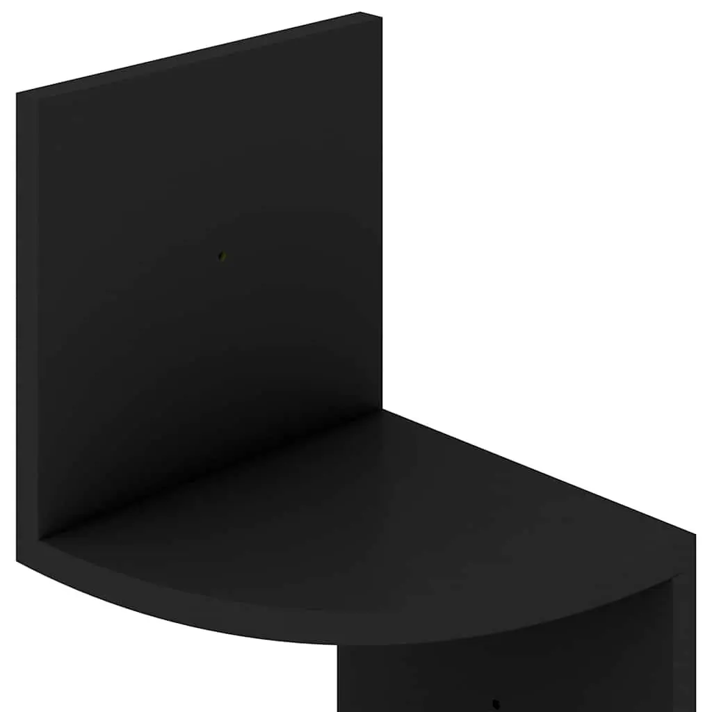 Wall Corner Shelf 19x19x123 cm Black Engineered Wood Rounded Levels Storage