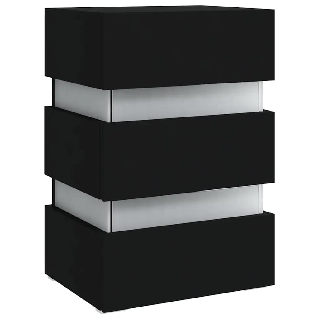 LED Bedside Cabinet Black 45x35x67 cm Engineered Wood Integrated LED Light Storage