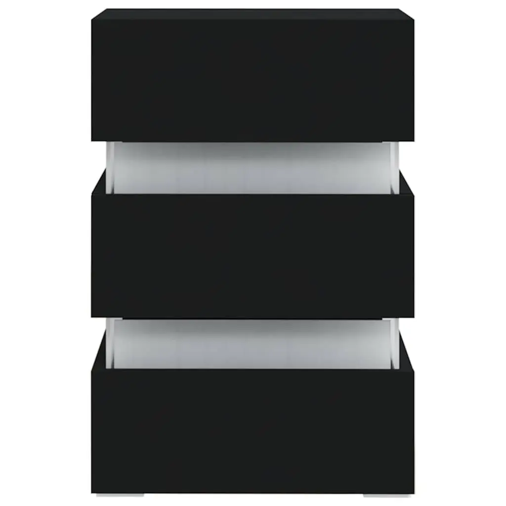 LED Bedside Cabinet Black 45x35x67 cm Engineered Wood Integrated LED Light Storage