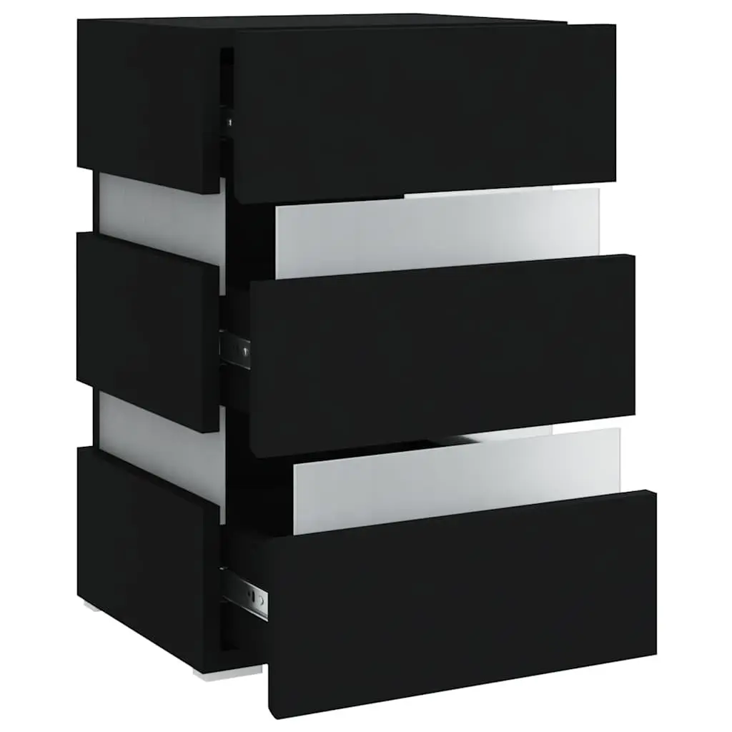 LED Bedside Cabinet Black 45x35x67 cm Engineered Wood Integrated LED Light Storage